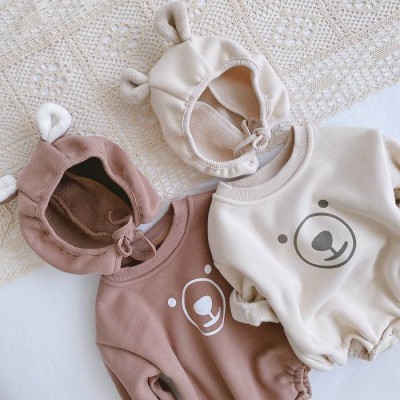 Infant Clothing Baby Rompers Hot Sale 0-2 Babies Sweatshirts Fleece Little Bear Printing Autumn Winter Cartoon Baby Rompers Set